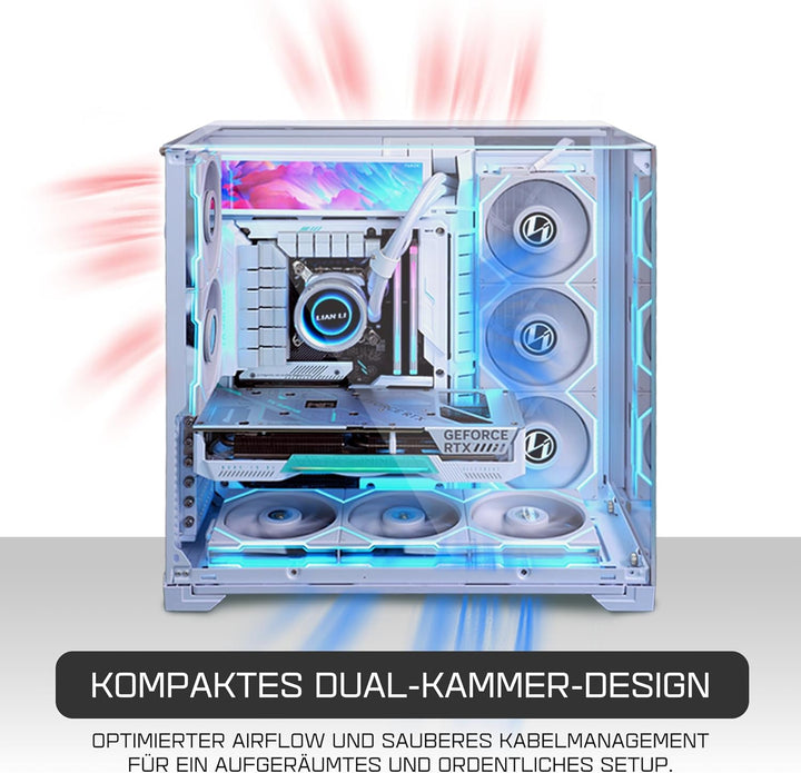 Lian Li O11 Vision Compact Gaming PC Gehäuse ATX Weiss - Midi Tower PC Gehäuse mit Tempered Glass, G