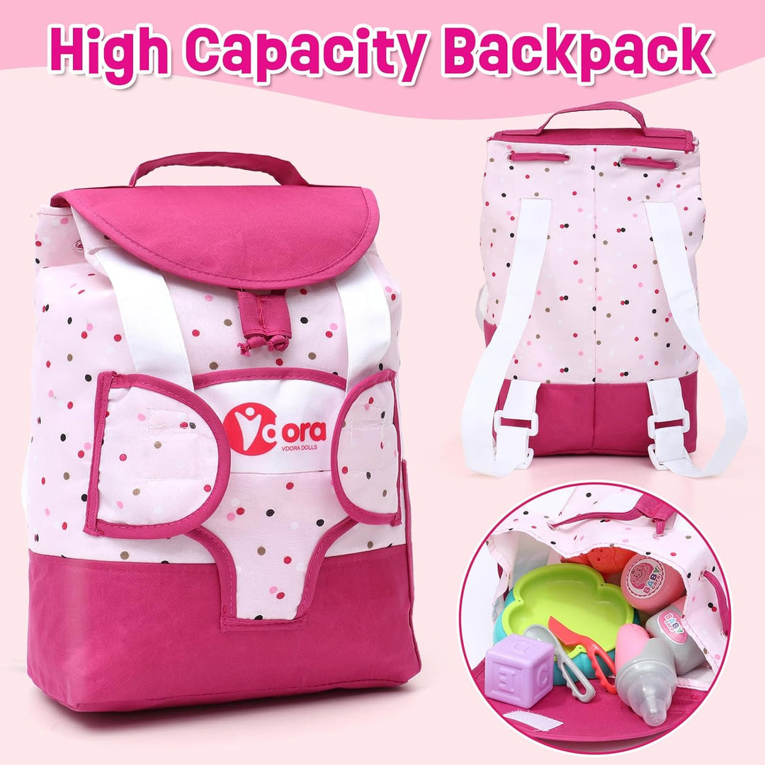 Tacobear Puppenzubehör für Baby Puppe, Puppen Zubehör mit Wickeltasche Rucksack Töpfchen Windel Flas