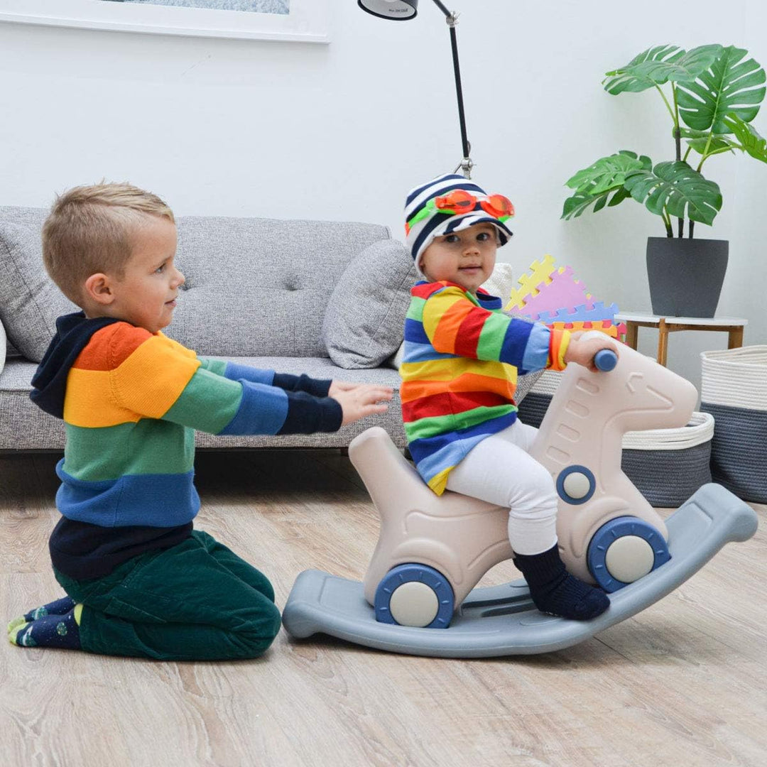 LittleTom 2-in-1 Schaukelpferd und Rutscher für Kinder ab 1 Jahr - Baby Schaukeltier Indoor Outdoor