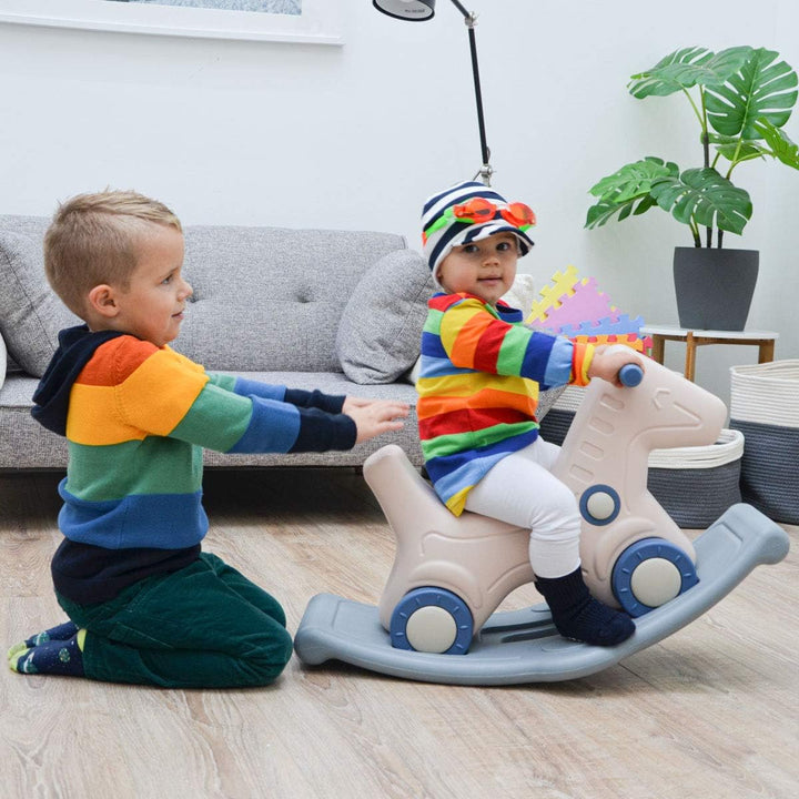 LittleTom 2-in-1 Schaukelpferd und Rutscher für Kinder ab 1 Jahr - Baby Schaukeltier Indoor Outdoor