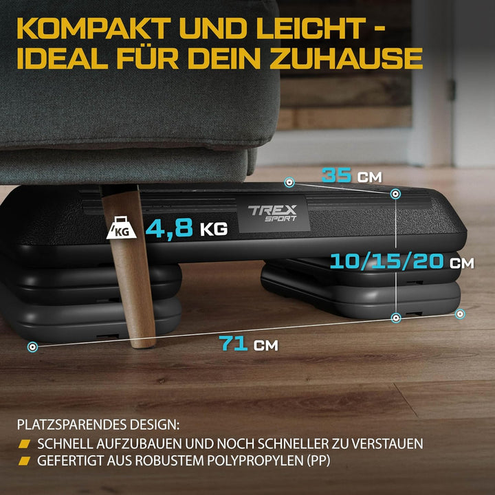 Steppbrett höhenverstellbar TX-038PAS | Fitenss Stepper 3 Stufen, rutschfest, Steppboard für zuhause