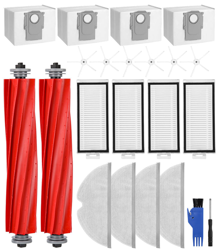 Zubehör für Roborock Q7/ Q7+/Q7 Max/Q7 Max+ Staubsauger, 2 Hauptbürste, 4 HEPA Filter, 6 Seitenbürst