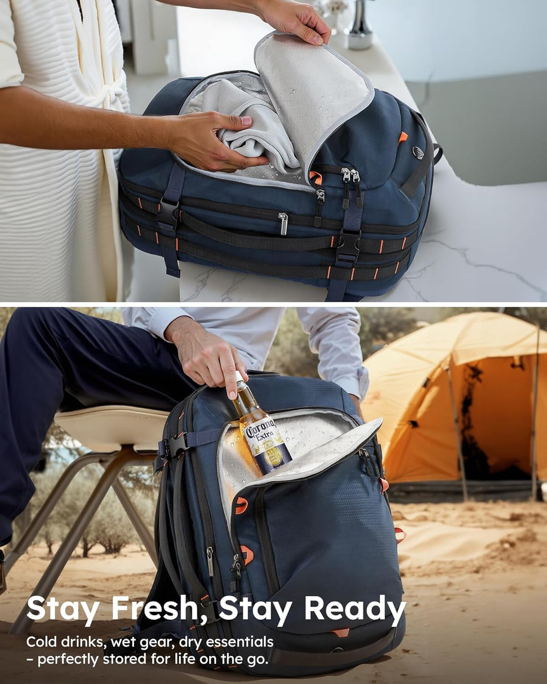 Tolaccea Reiserucksack, Handgepäck Flugzeug, TSA Freundlich Handgepäck Rucksack 35L-45L, Travel Back