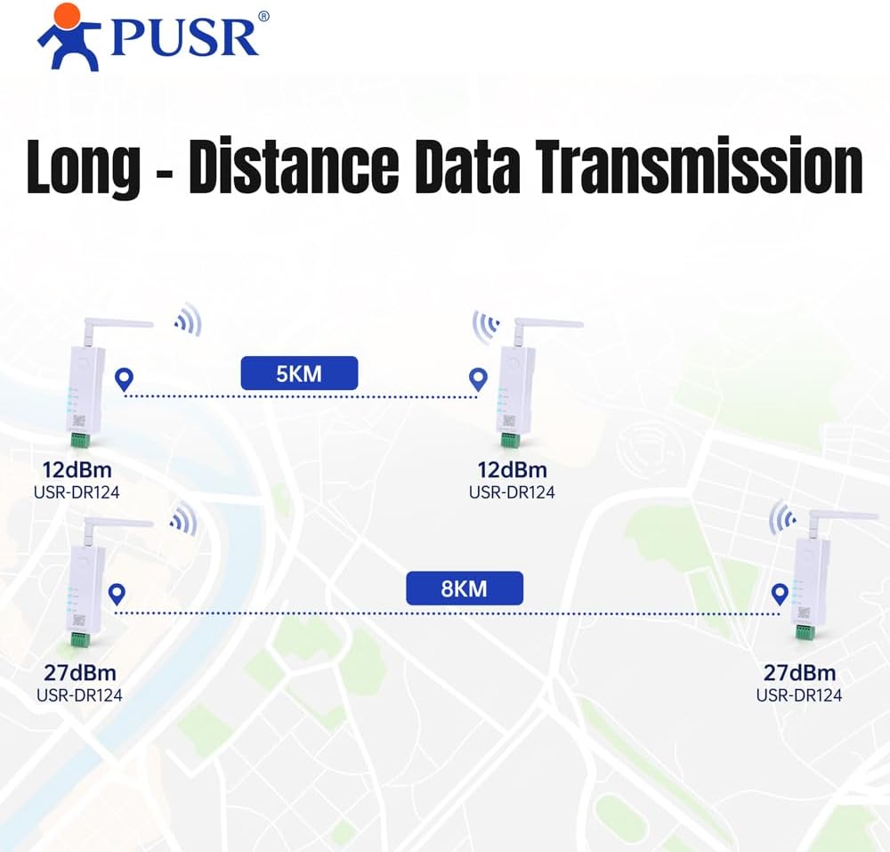 DIN-Schiene 27dBm 8KM 2.4G Lora Wireless Modem Modbus Transparente Übertragung RS485 zu LoRa at Comm