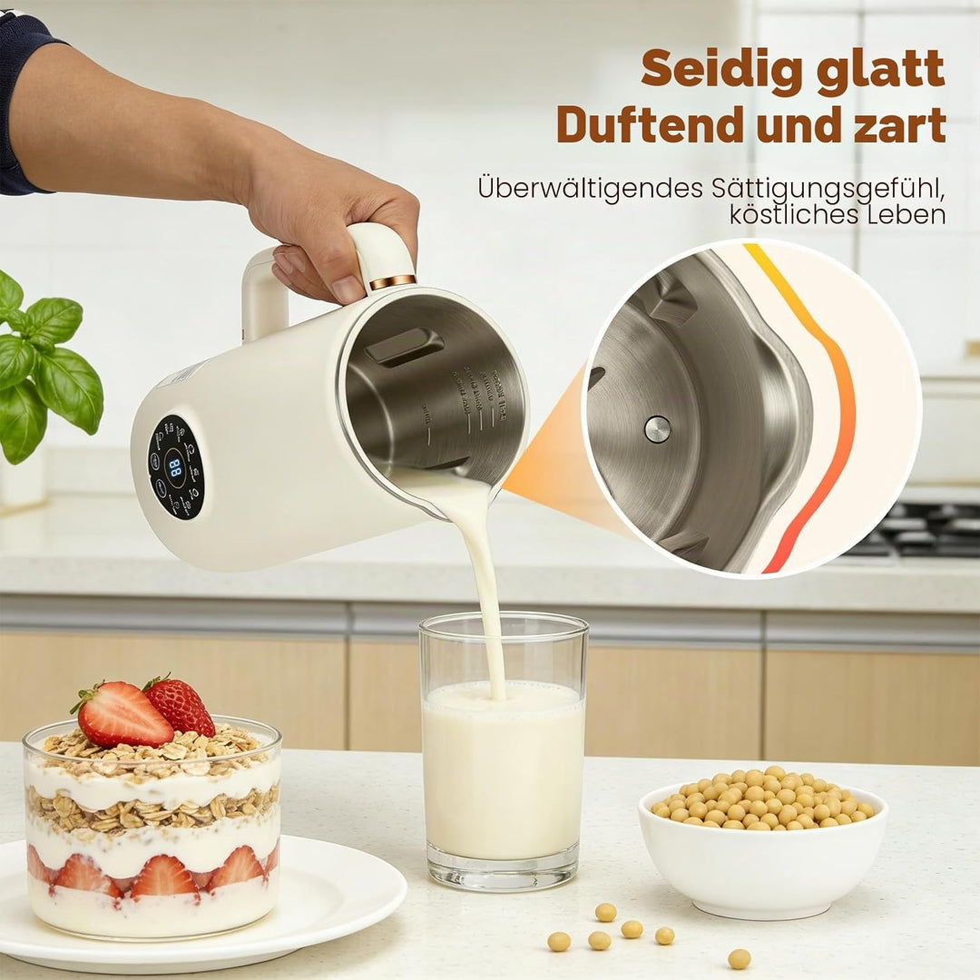 Nussmilchmaschine, 1000ML 8-in-1 Sojamilch Maschine, Automatische Warmhaltefunktion &amp; Selbstreinigun