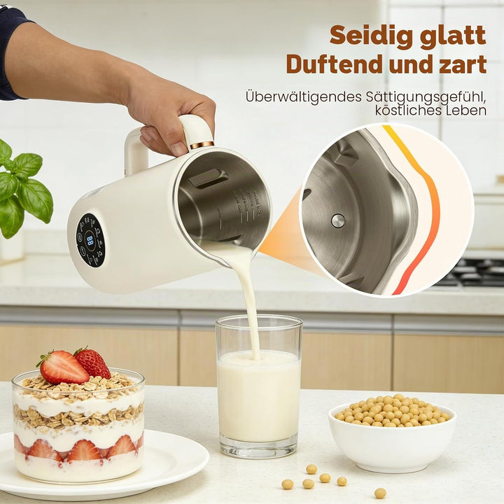 Nussmilchmaschine, 1000ML 8-in-1 Sojamilch Maschine, Automatische Warmhaltefunktion &amp; Selbstreinigun