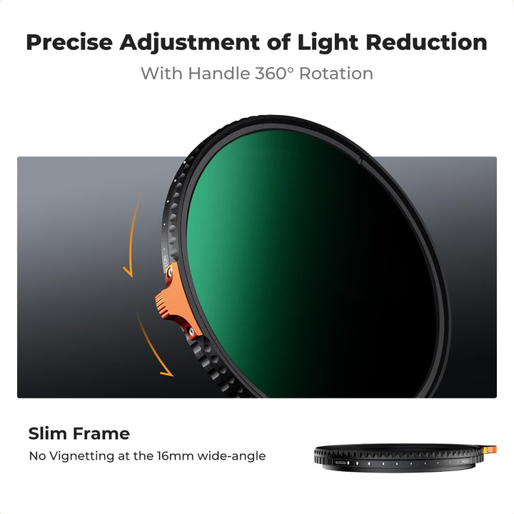 K&F Concept Variabler ND Filter 77mm ND3-ND1000 Graufilter (1.5-10 Blendenstufen) （Nano Xcel）