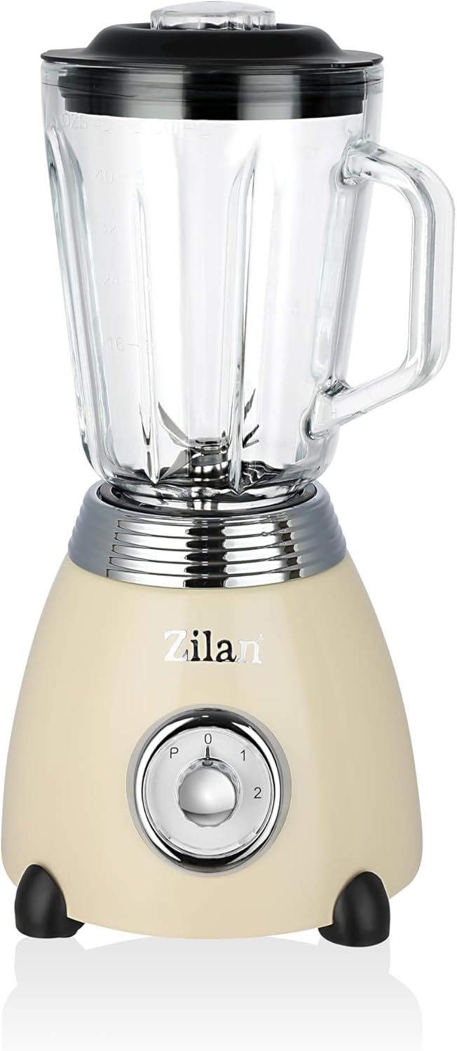Standmixer Retro mit 1,5L Glasbehälter Zerkleinerer Smoothie Maker Mixer Edelstahlklinge 2 Geschwind