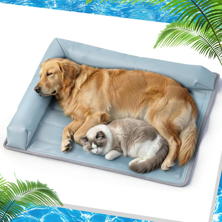 XIAPIA Kühlmatte Hunde Ergonomisch mit Rand (7cm), 69x99 cm Hundebett Selbstkühlend, 100% Ungiftiges