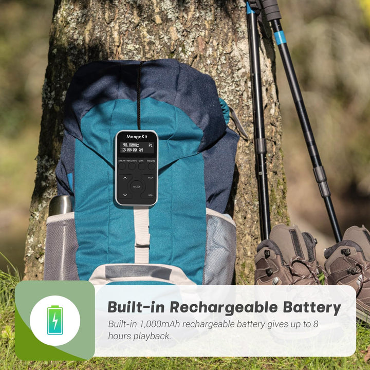 MangoKit MP1+Tragbares Taschen-DAB-Radio DAB/DAB+,persönliches FM-Radio mit Kopfhörern,Sport-DAB-Rad