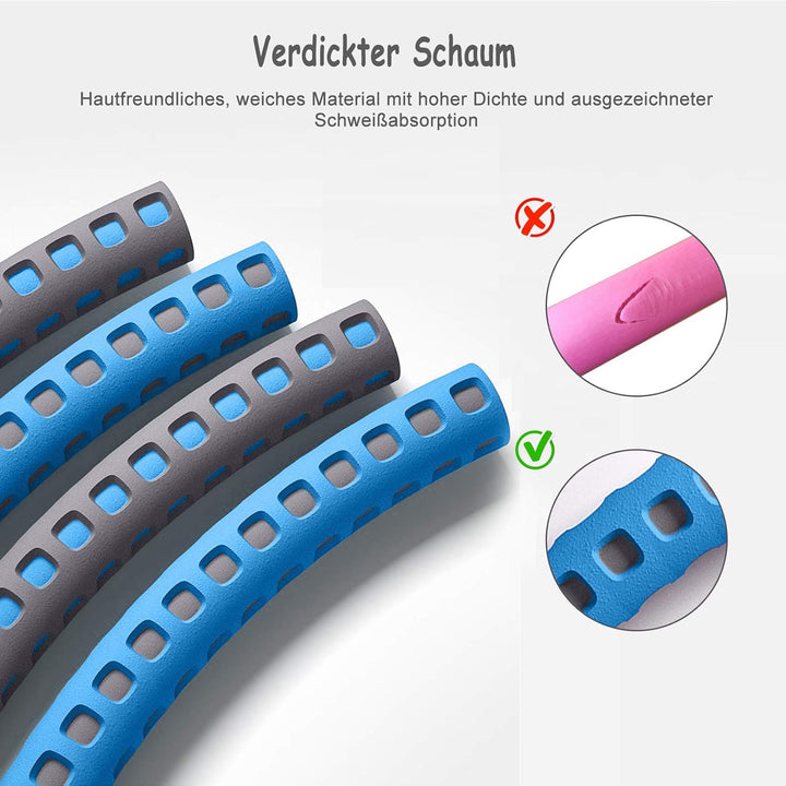 Hula Hoop Reifen, Fitness Reifen Erwachsene Hoop zur Gewichtsabnahme, 8 Segmente Stabiler Edelstahlk