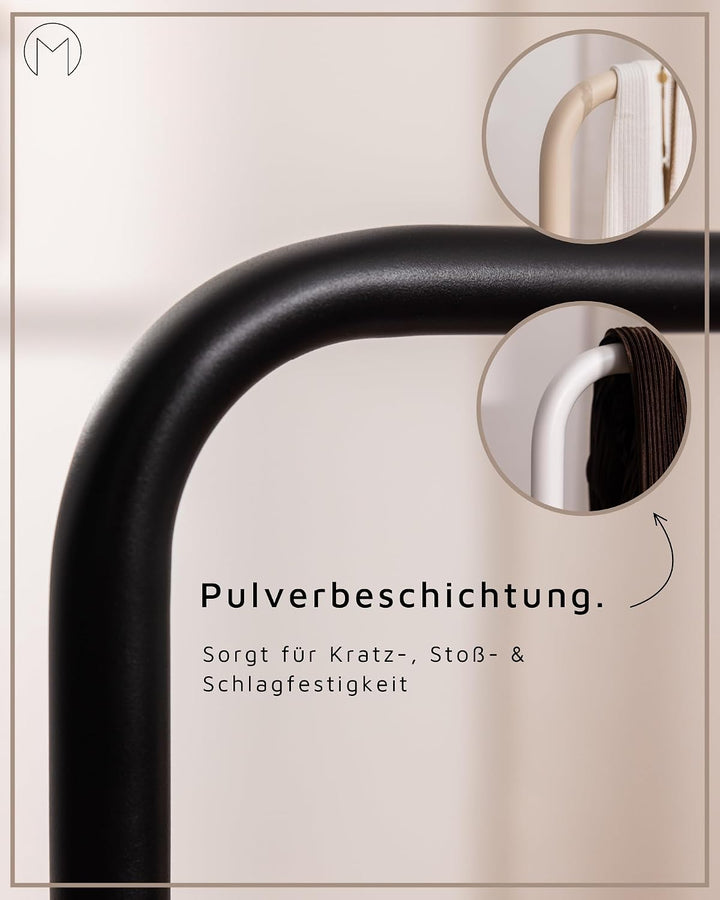 Metallbude Herrendiener JAMES - Schwarz - Moderner Kleiderständer aus pulverbeschichtetem Stahlrohr