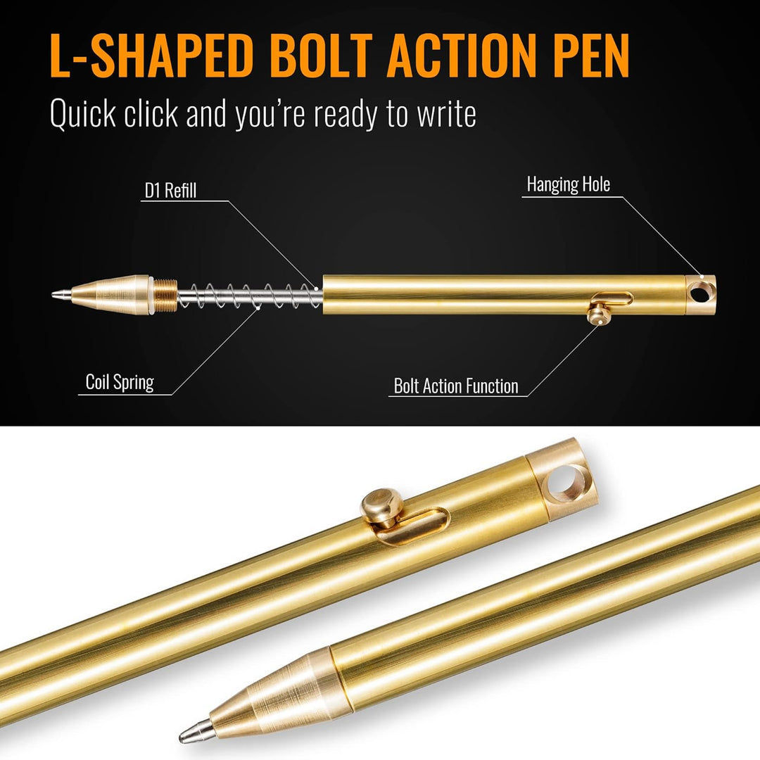 KeyUnity KP00 EDC Kugelschreiber Bolt Action Titan, Hochwertig Stift mit Minen, Taschenkugelschreibe