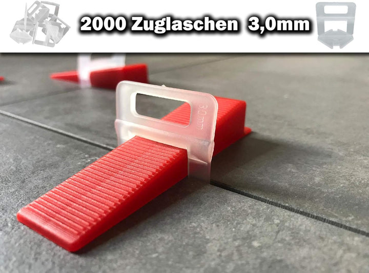 2000 Laschen 1000 Keile 3mm Das GÜNSTIGE Fliesen Nivelliersystem Zange Keile Zuglaschen einzeln oder