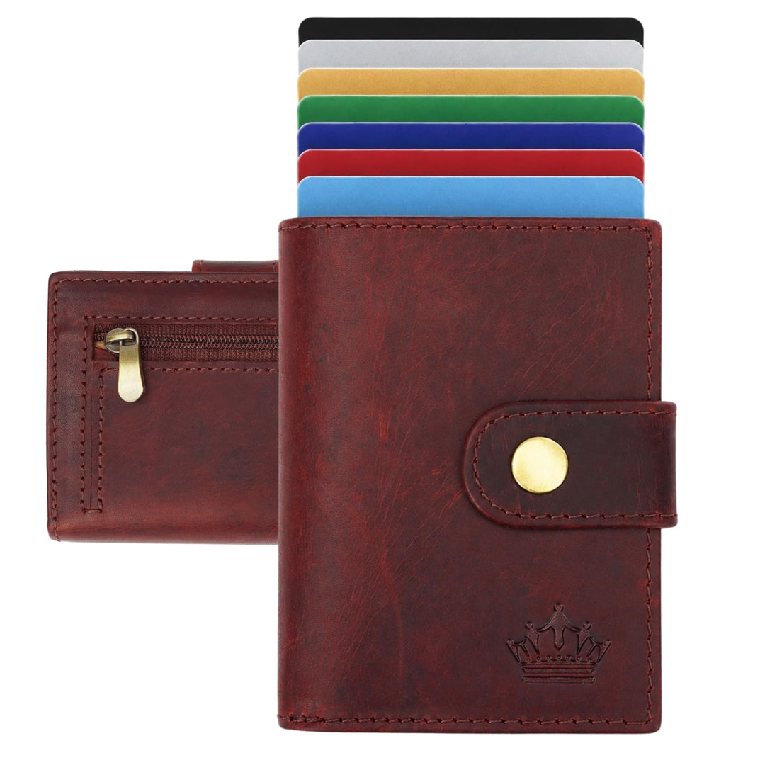 Slim Wallet Geldbeutel mit Münzfach und RFID-Schutz Rindleder Börse für Herren Mini Geldbörse NEU (B