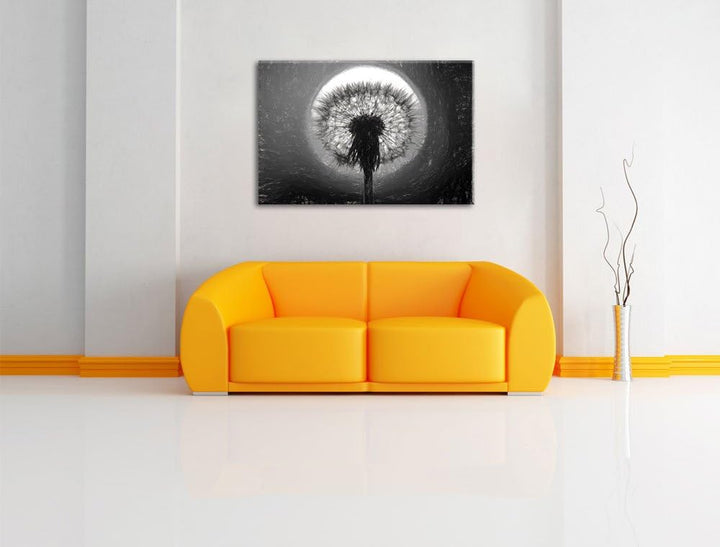 Pixxprint Pusteblume abends als Leinwandbild/Grösse: 100x70 cm/Wandbild/Kunstdruck/fertig bespannt,