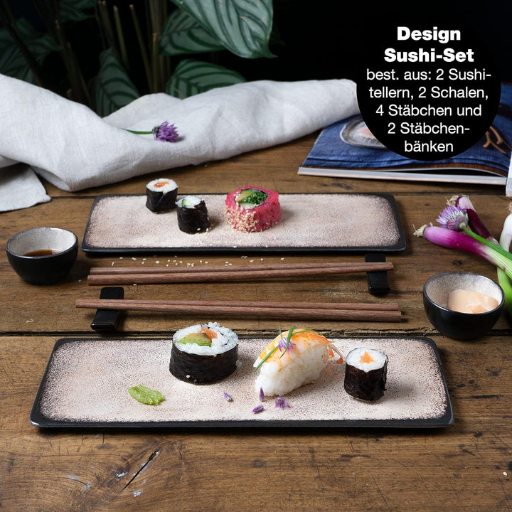 Moritz & Moritz VIDA 10-tlg. Sushi Geschirr Set für 2 Personen - Sushi Servierset mit 2x Sushi-Telle