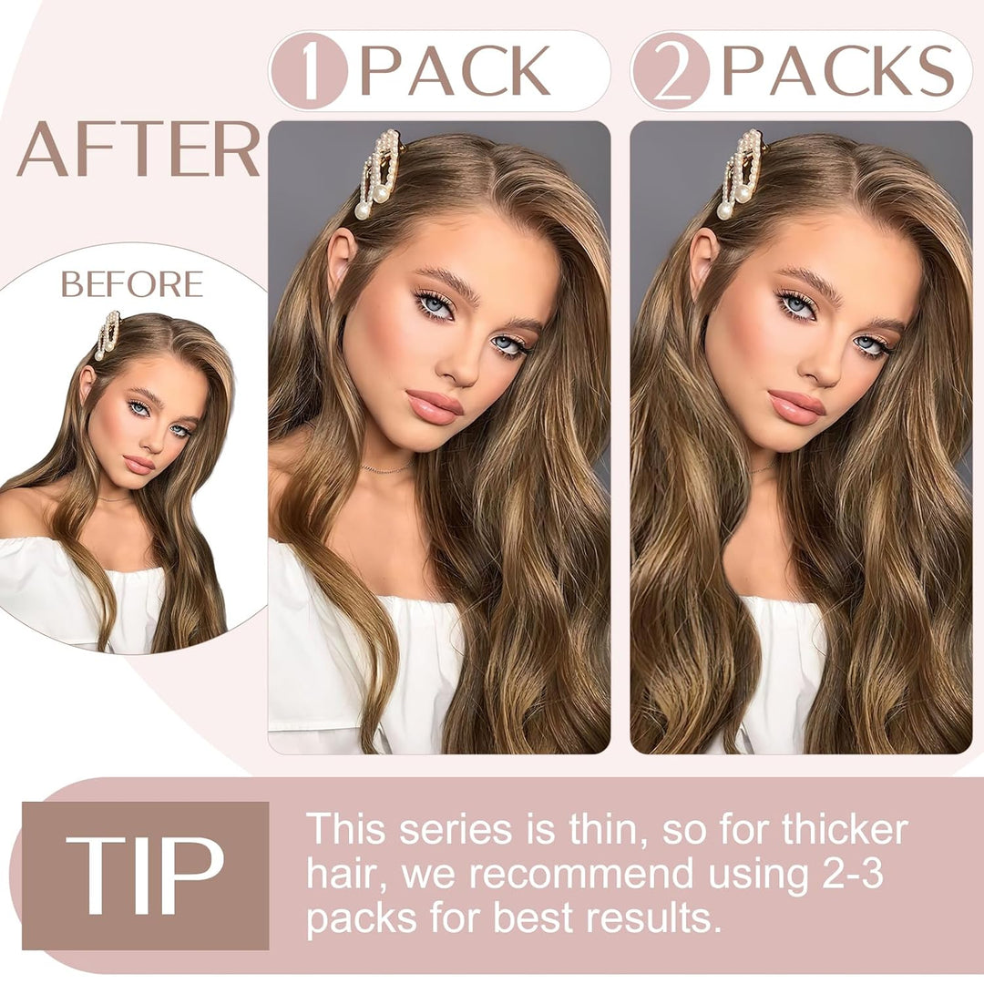 SEGO Clip in Haar Extensions Echthaar Haarverlängerungen ein Tresse 5 Clips Haarverdichtung Haarteil