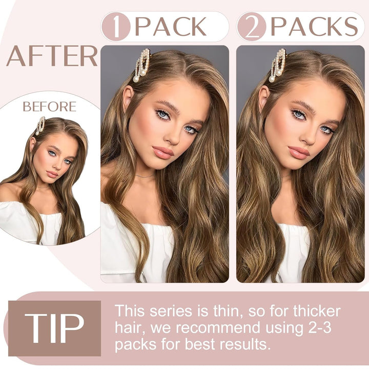 SEGO Clip in Haar Extensions Echthaar Haarverlängerungen ein Tresse 5 Clips Haarverdichtung Haarteil