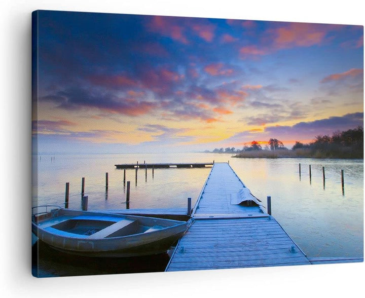 Bilder auf Leinwand Niederlande Natur Meer Sonnenuntergang Leinwandbild 70x50cm Wandbilder Dekoratio
