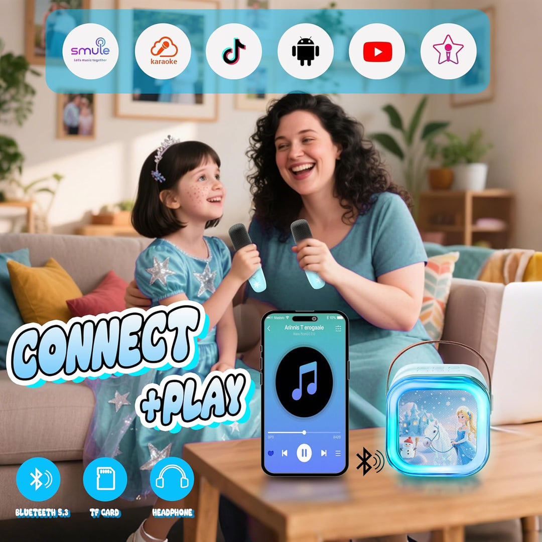 Kinder Mikrofon,Mädchen Spielzeug,Karaoke Maschine für Mädchen,Bluetooth Karaoke Box Anlage mit 2 Mi