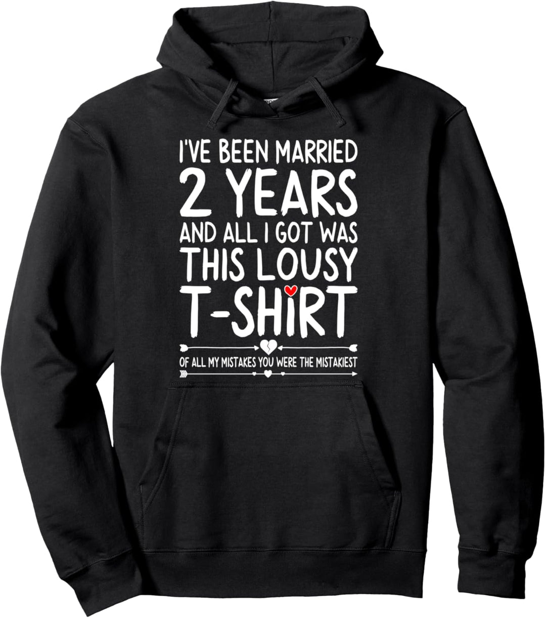 2nd Wedding Anniversary Shirts for Her 2 Years of Marriage Pullover Hoodie