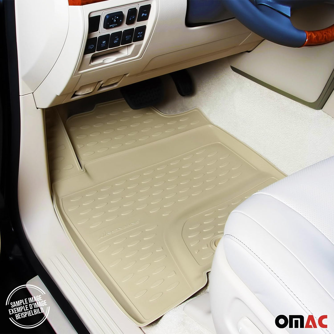 OMAC Gummimatten Fussmatten kompatibel mit BMW 5er E60 E61 2003-2010 TPE Automatten Beige 4X Fussmat