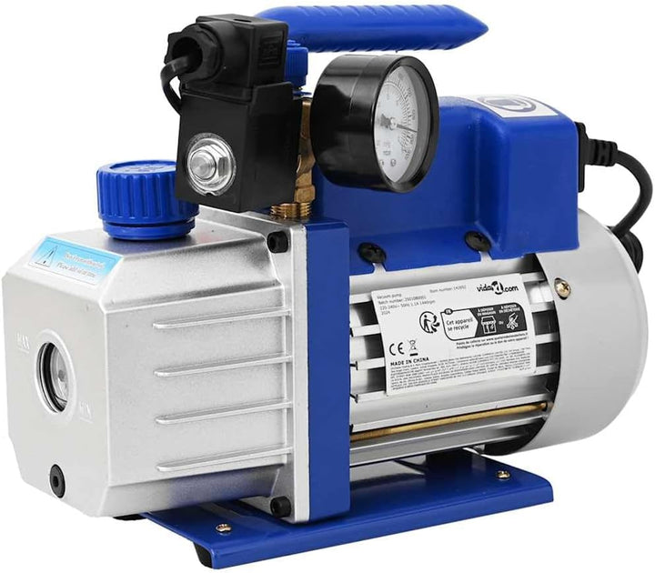 vidaXL 71L/min Vakuumpumpe 1-stufig Unterdruckpumpe Messuhr Pumpe Klimaanlagen Blau, Blau