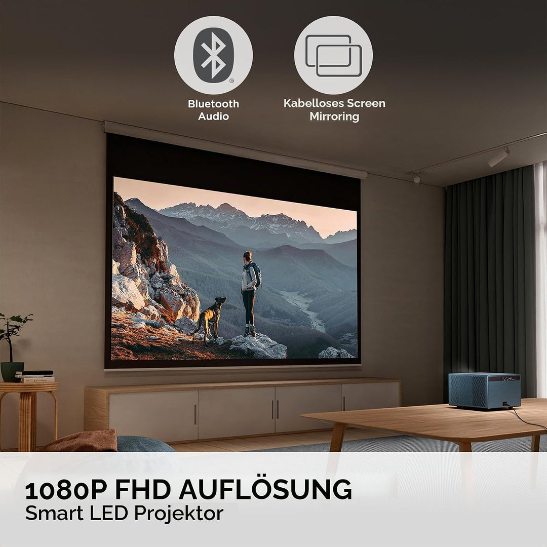 ViewSonic LX60HD Beamer Full HD 1080p mit Google TV, Mini Beamer für Heimkino, 630 ANSI Lumen, Autof