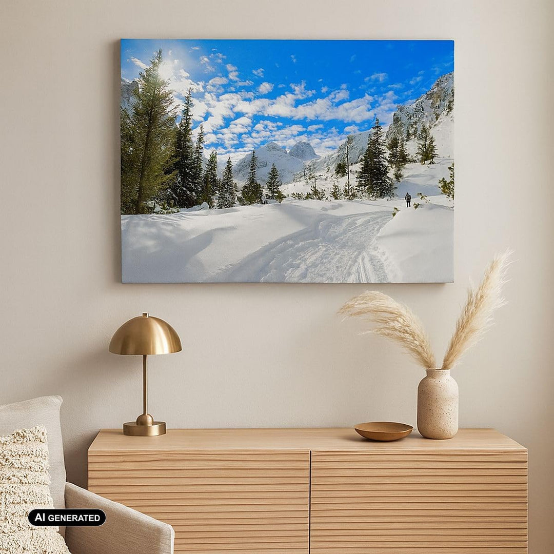 Bilder auf Leinwand 100x70cm Leinwandbild Tal Wolken Lawine Sport Gross Wanddeko Bild Schlafzimmer K