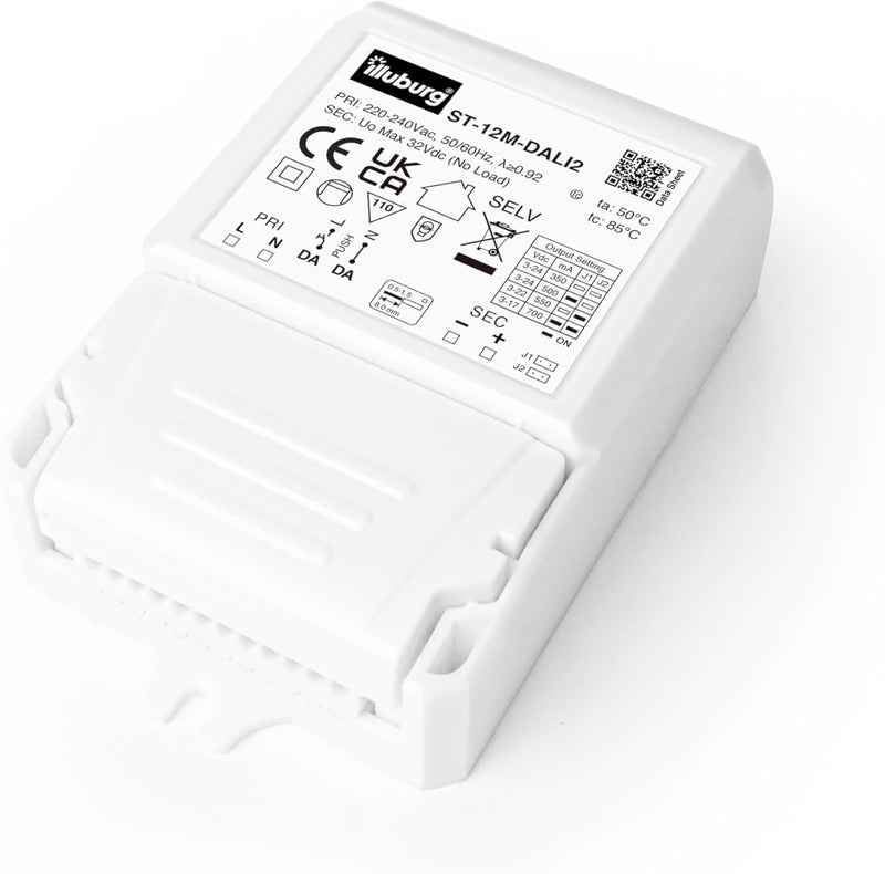 illuburg LED Trafo Dimmbar Dali Push 350mA - 700mA Ausgang Einstellbar 12W Flickerfree LED Netzteil