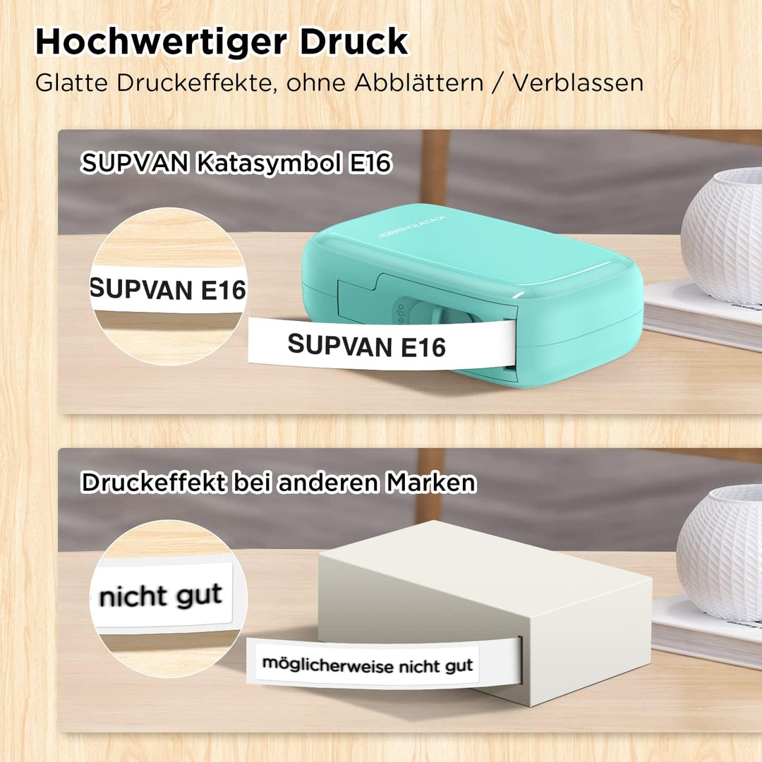 SUPVAN Katasymbol Beschriftungsgerät Selbstklebend - E16 Bluetooth Etikettiergerät, Mini Etikettendr