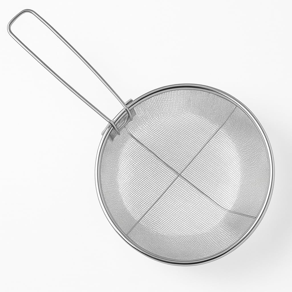 Frisierkorb mit Klappbarem Griff und Haken für die Pfanne - Runder Fritteusekorb - Edelstahl - 23 cm