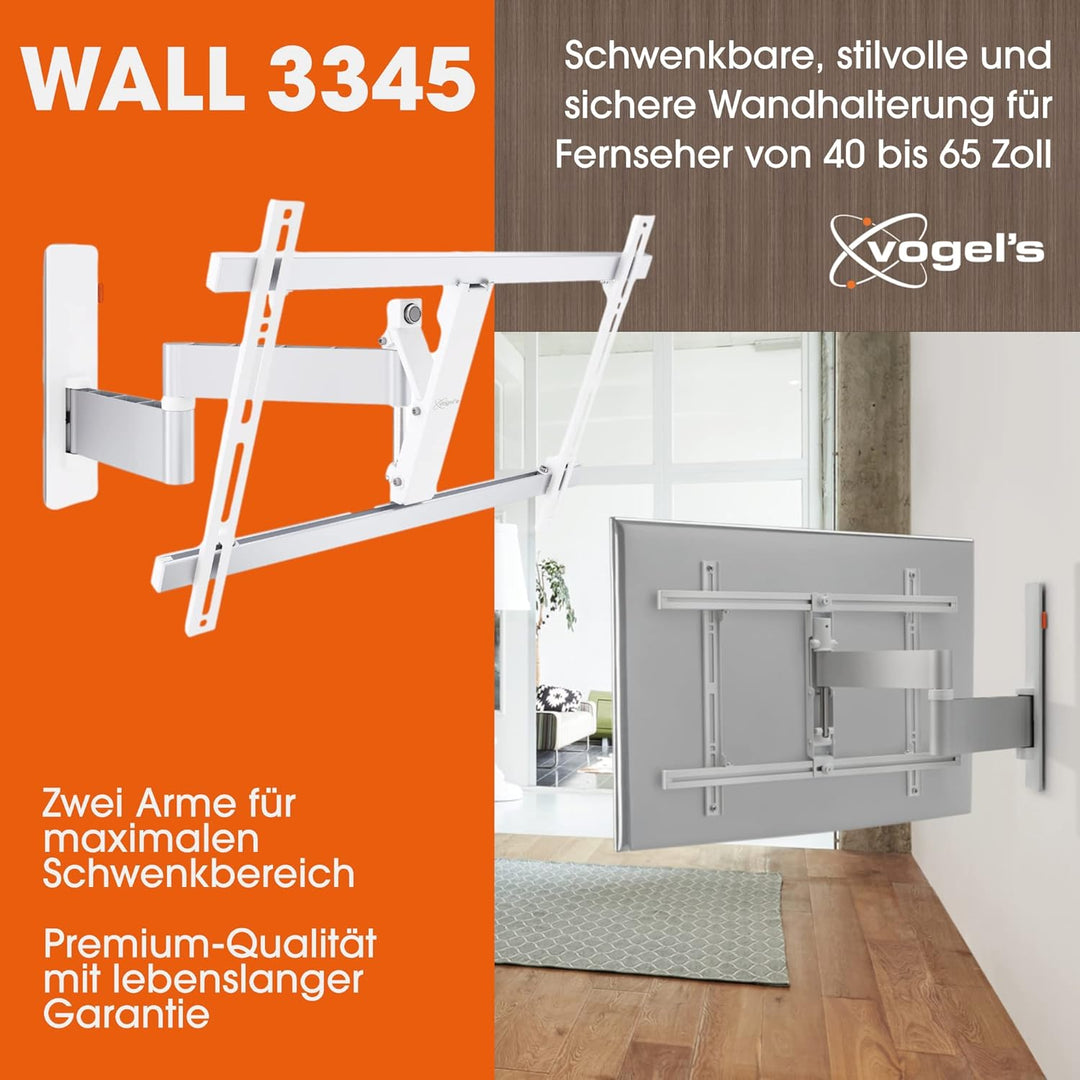 Vogel's WALL 3345 schwenkbare TV Wandhalterung für 40-65 Zoll Fernseher, max. 30 kg, schwenkbar bis