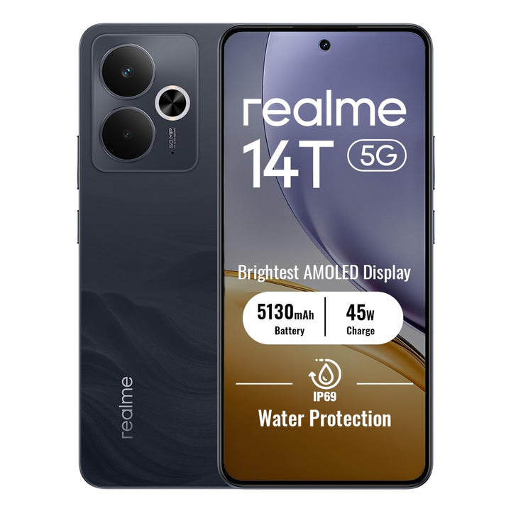 realme 14T 5G Smartphone 8+256GB,Obsidian Black, 6,67 Zoll Bildschirm, 120Hz Display, 5130mAh Akku,