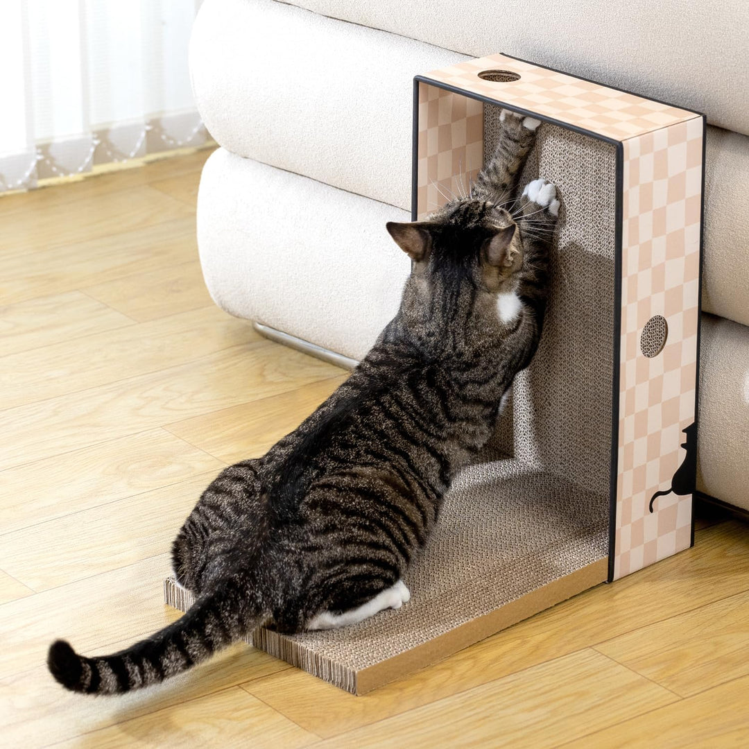 Conlun 5er-Pack Kratzbrett Katze mit Box, Grosses Beidseitiges Design, Interaktive Öffnungen, Sauber