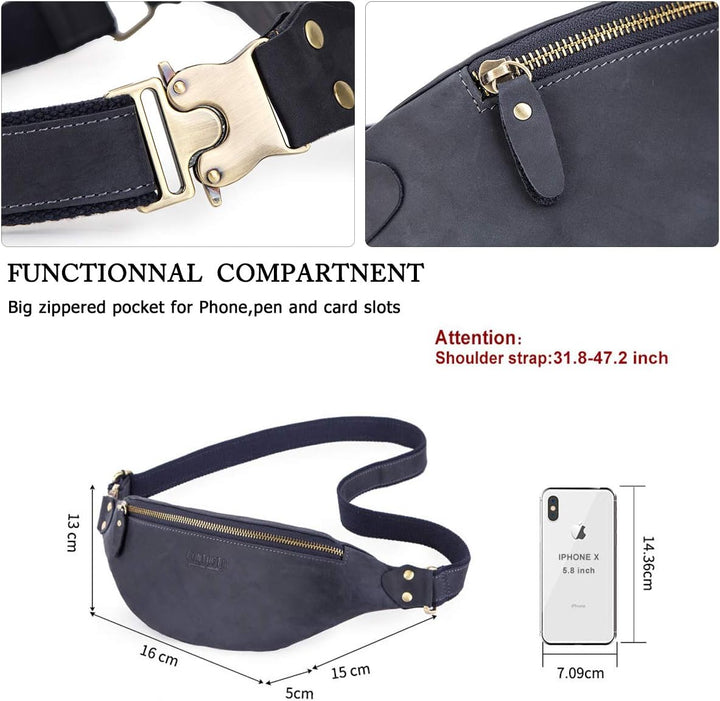 CONTACTS Gürteltasche Bauchtasche Hüfttasche mit Reissverschluss Geeignet für Reise Wanderung und Ou