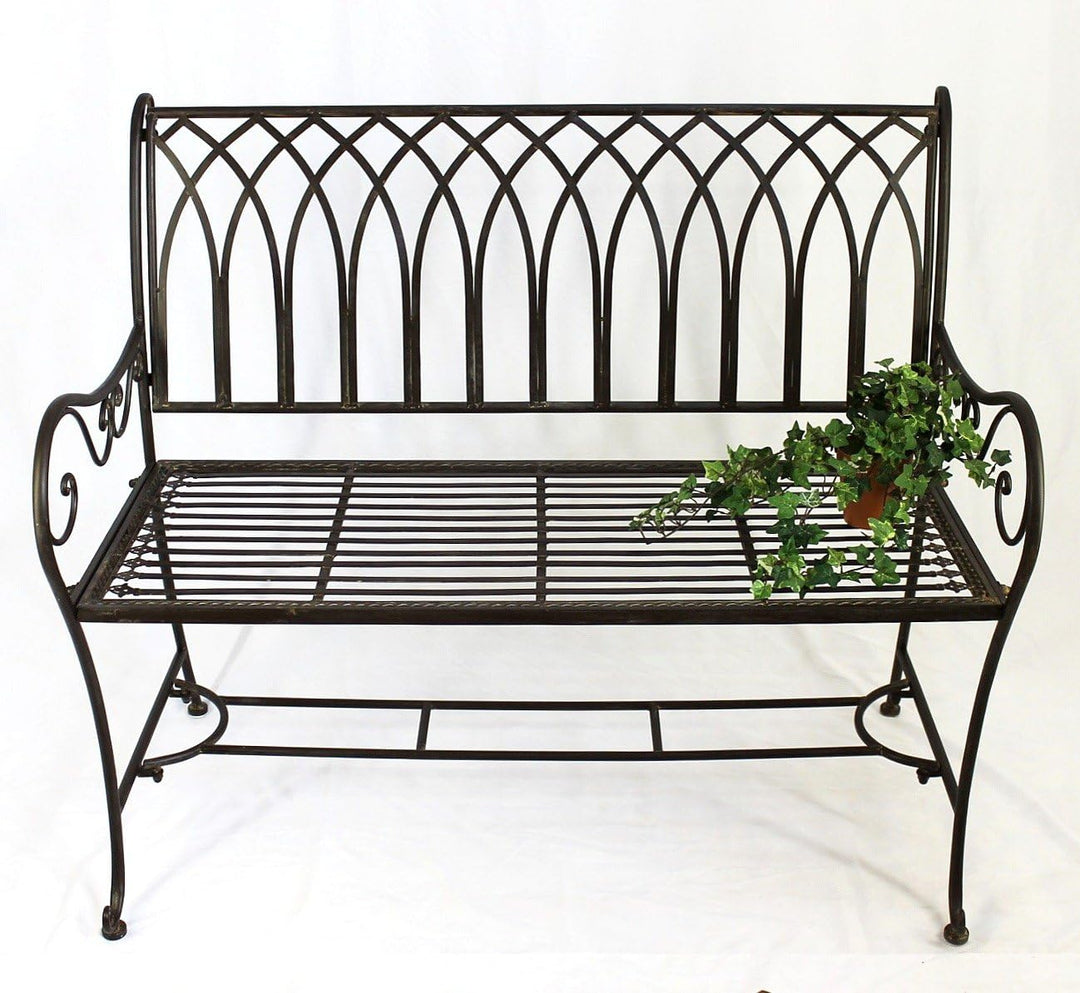 DanDiBo Gartenbank Metall Wetterfest Braun 110 cm Parkbank Romina 2-Sitzer Baumbank Sitzbank