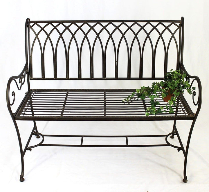 DanDiBo Gartenbank Metall Wetterfest Braun 110 cm Parkbank Romina 2-Sitzer Baumbank Sitzbank