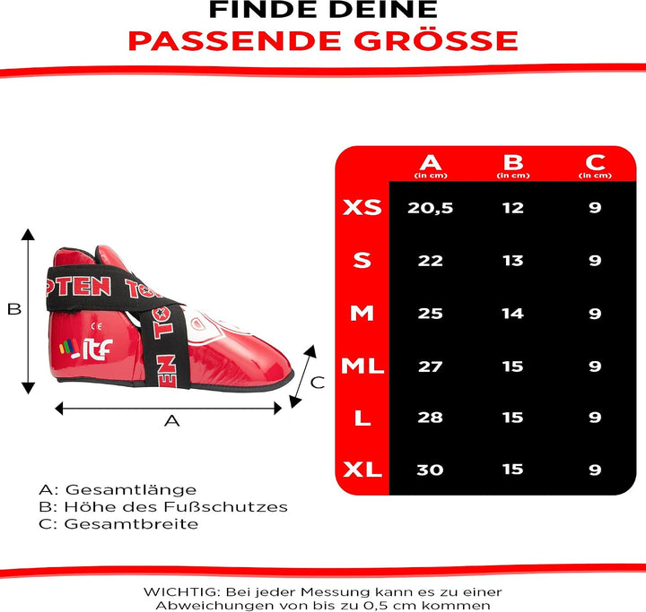 TOP TEN Fussschutz „Superlight“ für den Wettkampf Rot L, Rot L