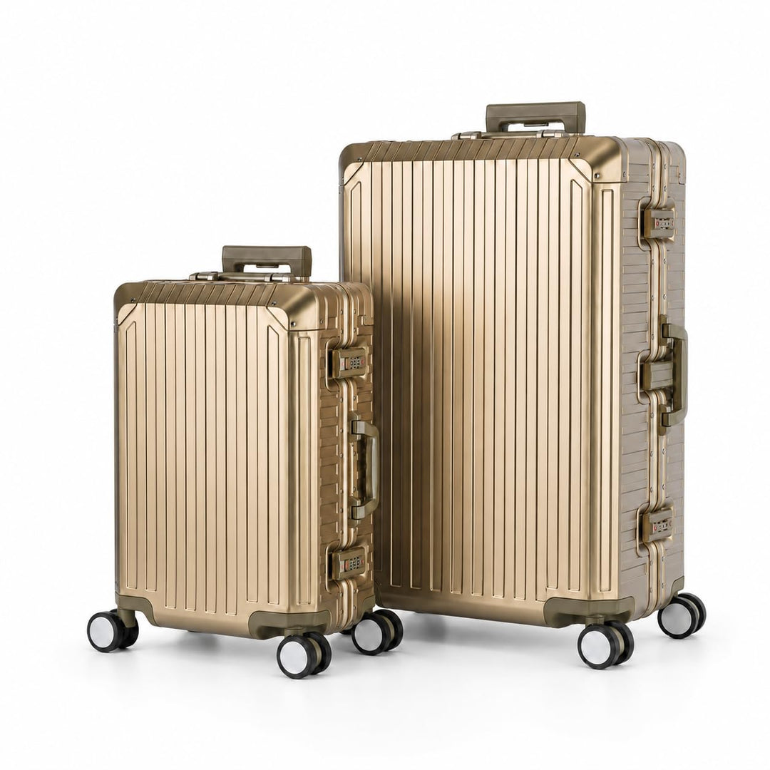 Travelhouse Tokyo Alu Reisekoffer Champagner S-55cm &amp; XL-78cm Hartschalenkoffer Reise Trolley Koffer