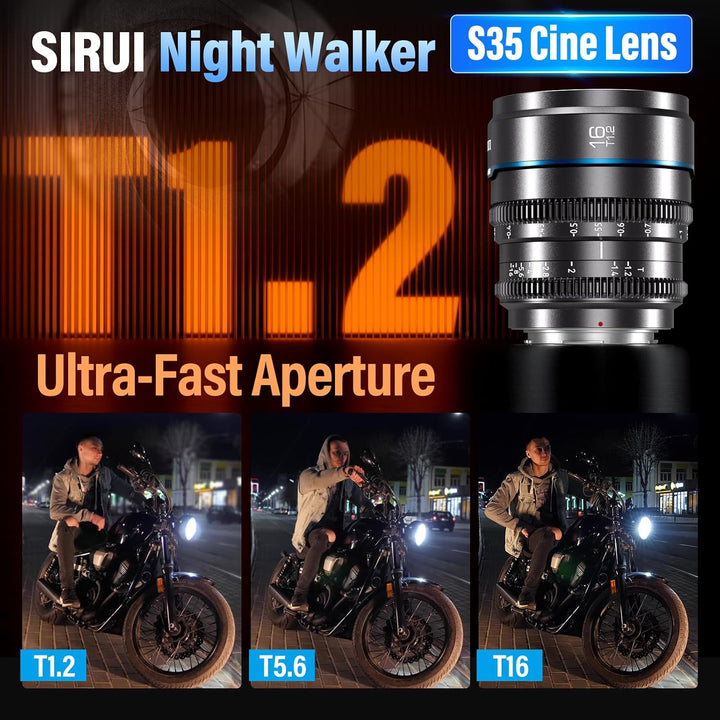 SIRUI Night Walker 16mm Cine-Objektiv mit Manuellem Fokus, T1.2 Large Aperture S35 Frame Wide Angle