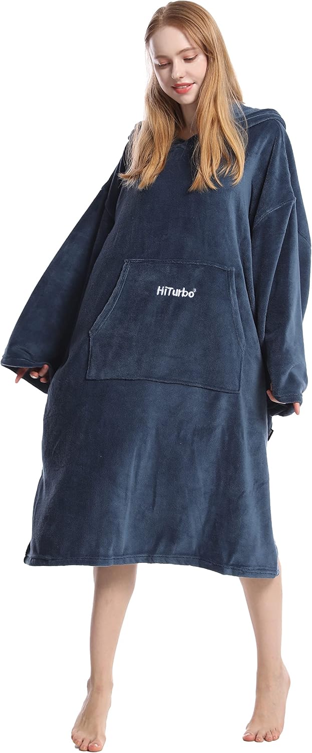 Hiturbo Bademantel, Damen Herren Robe, Unisex, Einheitsgrösse, Warmer Weicher Fleece Mogenmantel mit