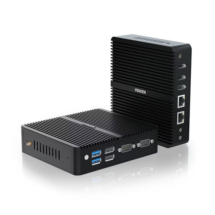 VENOEN Mini PC Industrie 12th Gen J6412 Prozessor, Lüfterlos Mini PC mit WIN11 Pro, 8GB DDR4 256GB S