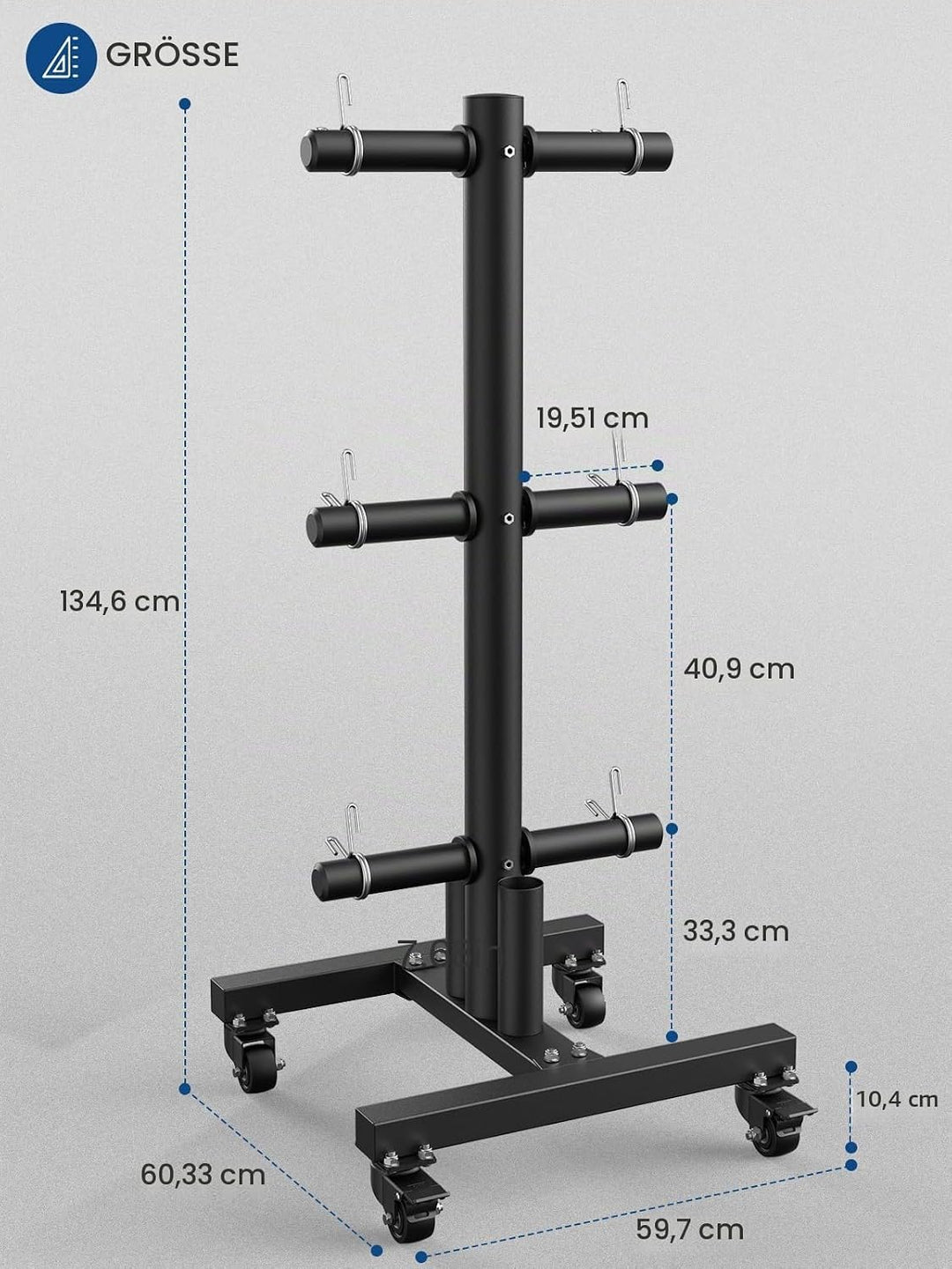 Olympic Weight Plate Rack Tree Bumper Plate Holder für Zwei-Zoll-und Ein-Zoll-Platten und Langhantel