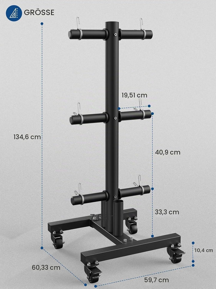 Olympic Weight Plate Rack Tree Bumper Plate Holder für Zwei-Zoll-und Ein-Zoll-Platten und Langhantel