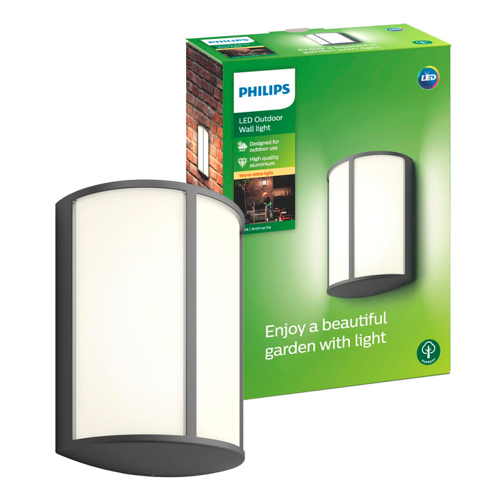 Philips MyGarden LED Wandaussenleuchte Stock, 6 W, Anthrazitgrau ohne Bewegungsmelder, ohne Bewegung