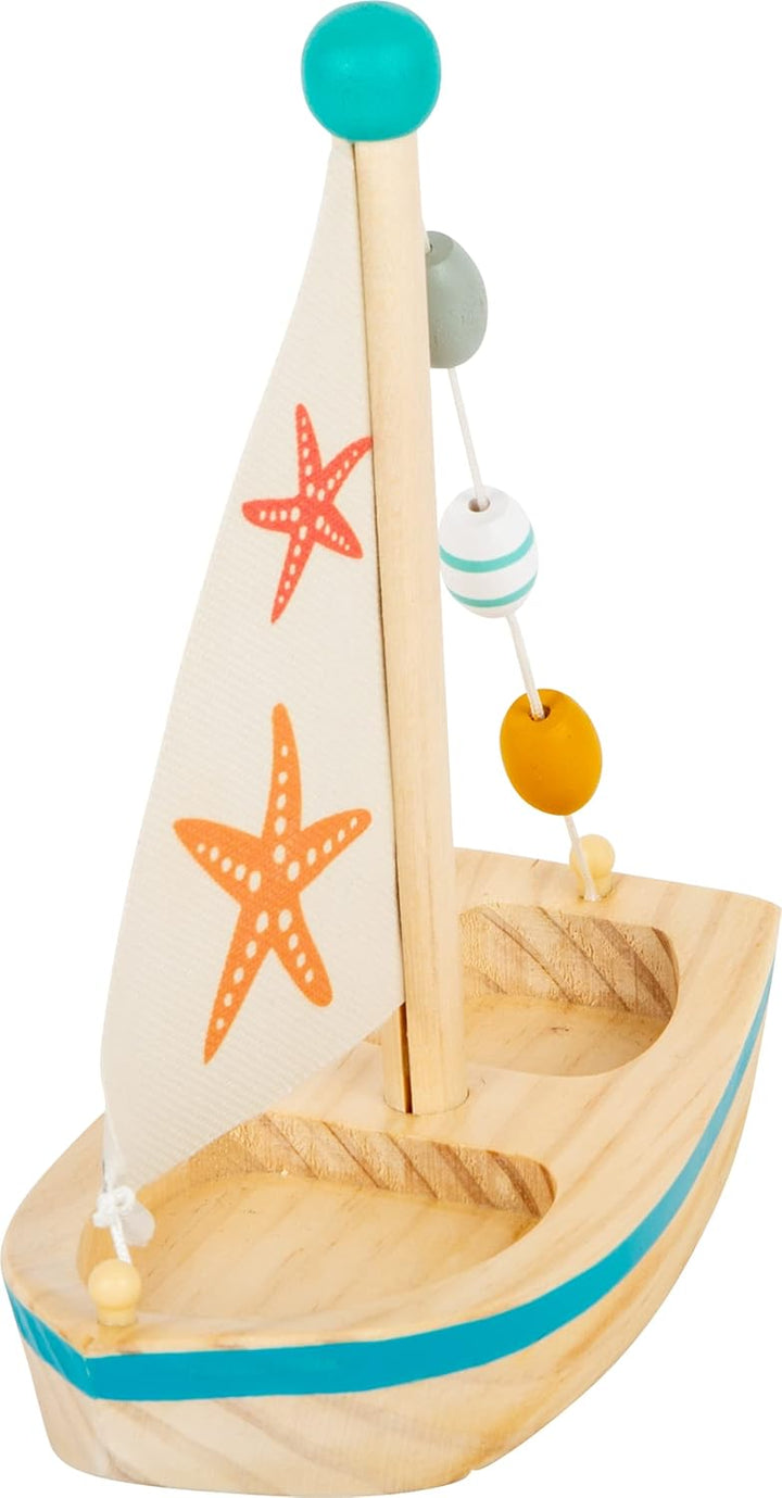 small foot Wasserspielzeug Segelboot "Seestern" aus Holz, Badespielzeug , für Kinder ab 24 Monaten,