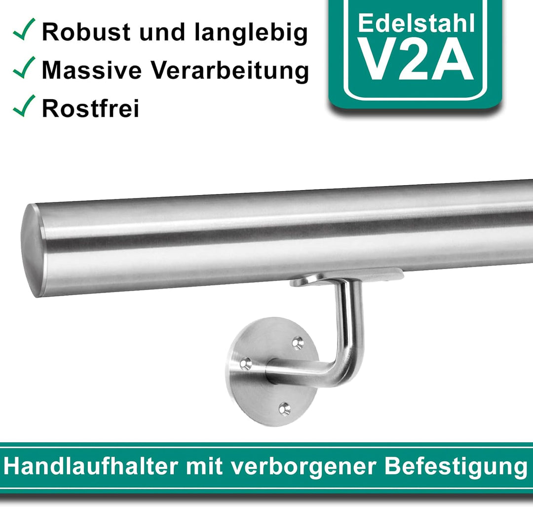 PRIOstahl Handlaufhalter Handlauf Wandhalter Handlaufstütze - 4 x Handlaufträger an die Wand für 42,