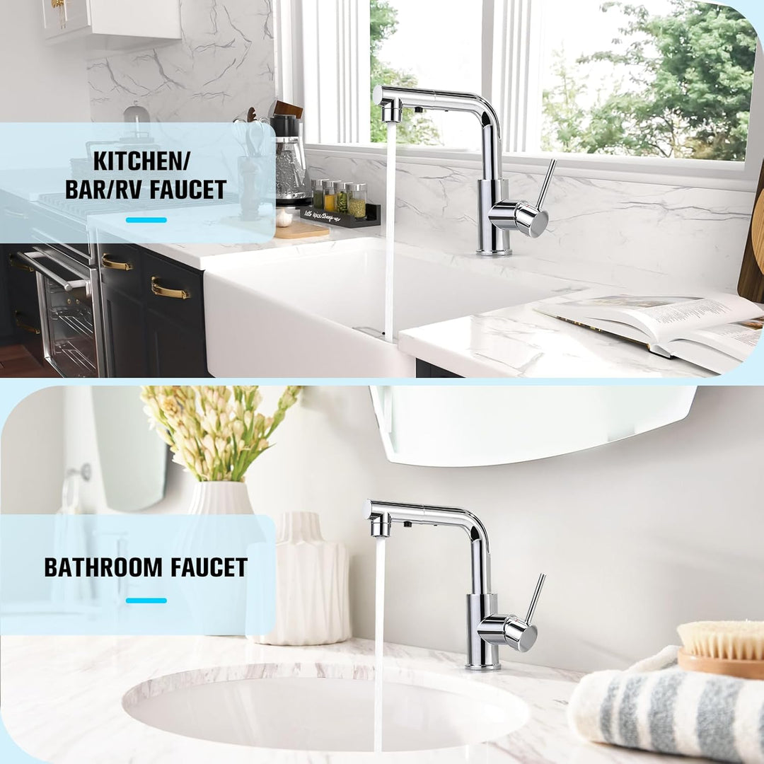 CREA Wasserhahn Küche mit 3 Funktionen Brause, Küchenarmatur mit Ausziehbarem Brause, Mischbatterie